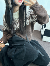 ウール🧸 アンゴラスノーフラワーロウンフニット❤🤎🩵💙4カラー