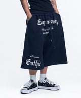 Gothic lettering Bermuda sweatpants - Navy
