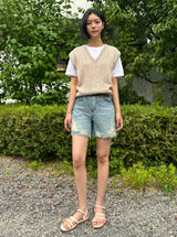4 PART DESTROYED DOT DENIM PANTS code 21102