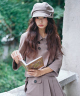 DOUBLE BUTTON COLLAR JACKET - TAUPE GRAY