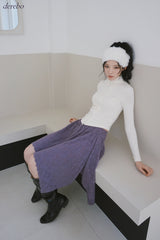 velvet line half-turtleneck zip-up slim top