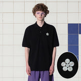 BUTTON FLOWER PK POLO SHIRT / BLACK