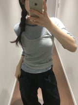 Rue Striped 3/4 Sleeve T-shirt (2color)