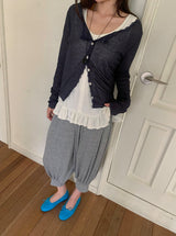 Yomyo Three Quarter Shirring Jogger Banding Pants