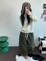 テディフリース🤎🐻 S-L🧸3サイズ ロングワイドヒーターパンツ 🤎💙💚3COLOR