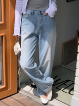 ビンテージウォッシュドデニムワイドストレートパンツ