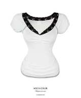 Elise Ballet Lace Shirring Top (3color)