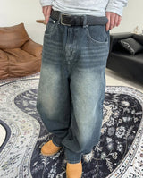 PLカーブドウォッシュ加工デニムパンツ