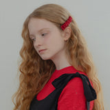 SQUARE SHIRRING HAIR PIN (BURGUNDY)