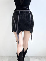 1080. Cut out leather strap mini sk (2color)