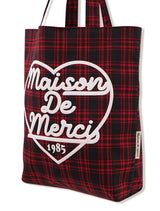 Check pattern heart logo eco bag red (FCE5BG007P)