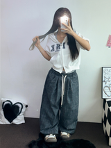 PINTUCK BANDING COTTON DENIM LONG PANTS 🩵🩷🤎3COLOR