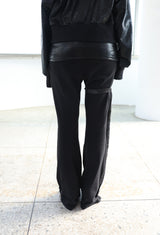 [ID] Layered Leather Bootcut Pants (Black)