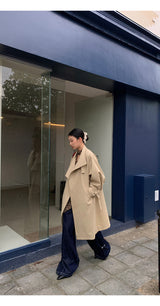 high-end wide long trench coat