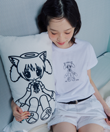 キャットガールスリムTシャツ - ホワイト