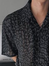 ASCLO Leopard Open Collar Short Sleeve Shirt (3color)