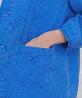 Floral Stitch French Work Jacket - Blue