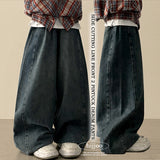 Allt Hem Snap Pin Tuck Washed Denim Wide Pants
