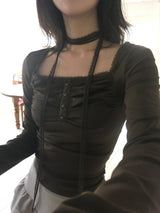 Lace Scarf Square Neck T