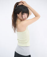 STRIPE LAYERED HALTER TOP - GREEN