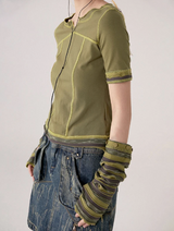 ストライプ2way長袖Tシャツ