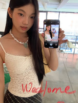 French Design Lace Sleeveless T-shirt
