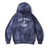 USN VTG DYEING HOODIE DUSTY NAVY