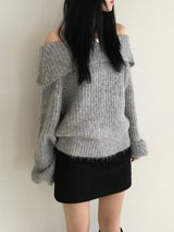 Candle off-shoulder knitwear (3 colors)