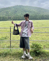 ラスチェックリネンシャツ