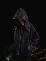 RELABEL 24AW Butterfly-Touch Machete Cuffs Masked Hooded Knit Denim Patchwork Cotton Jacket