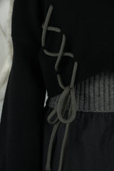 laceup ribbon knitset(black)