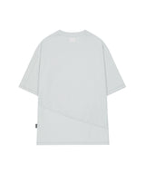 メッシュカットカバーステッチオーバーフィットTシャツ - スモークグレー