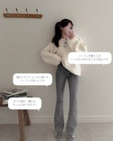 フリースブーツカットデニムパンツ
