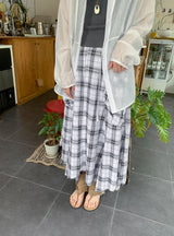 26SS★ [BAONHAUS] Chemini Check Unbalance Long Skirt