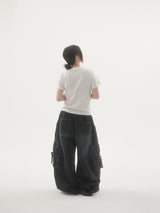 ドロップバックルカーゴデニムパンツ -2C