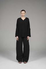 V-Neck Draped Long Sleeve Tee