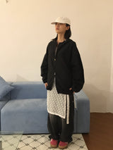 wide black denim pants (1color)