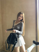Bow Burton Layered Slit Long Sleeve Knitwear