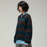 GNT055 Distressed Long Sleeve Zip-up Knit (NAVY)