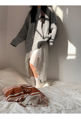 wool gray hood oversized fit knitwear