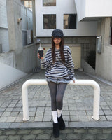 (Unisex) Stripe collar T