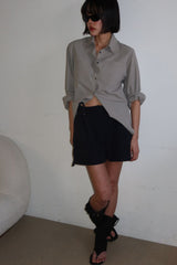DOUBLE COLLAR SHIRT_KHAKI GRAY