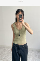 Ruffle V-Neck Sleeveless Top