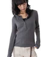 Nata Henley Neck Ribbed Knit Top