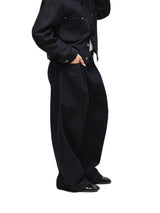 6CRAYON 11.3oz インディゴブルーノンフェイドワイドレッグバギーデニムパンツ