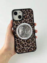 Leopard Magsafe Glass Bumper Case(Brown)
