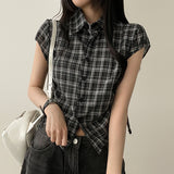 Motsu Check Side String Short Sleeve Shirt