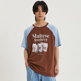 マルチーズアーカイブラグランハーフスリーブTシャツ