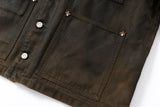 COATED WASHED PEARL SAILING LEOPARD PRINT FLEECE-LINED MICHIGAN JACKET.