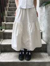 Slit Cotton Shirring Long Skirt (2c)